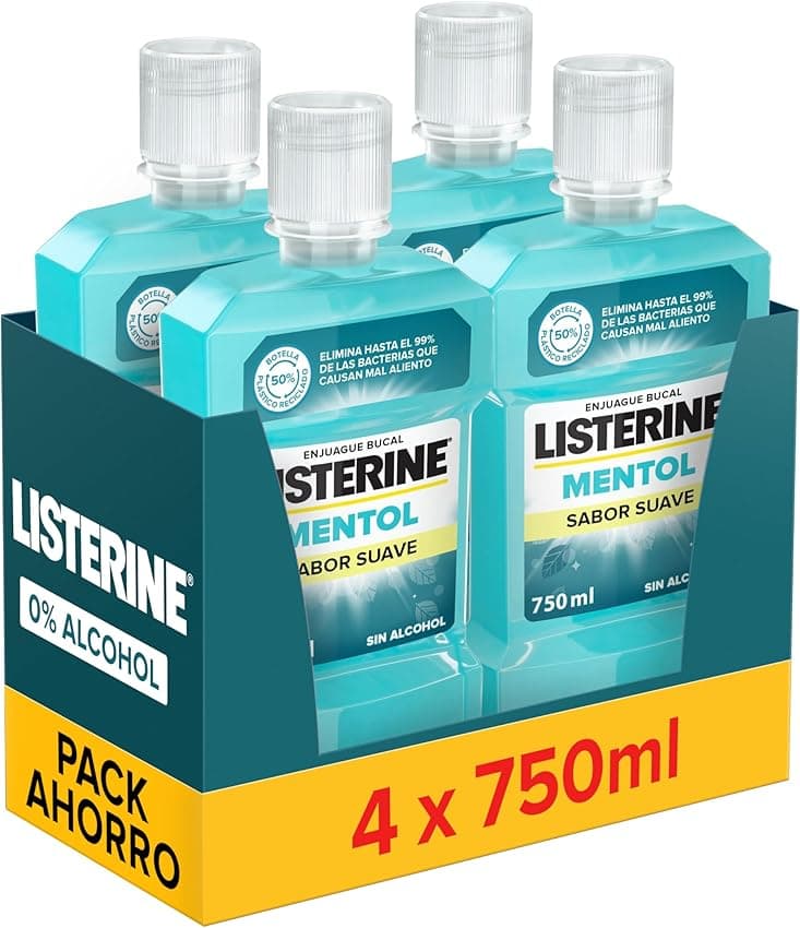 Imagen de Listerine Mentol Sabor Suave 4×750 ml — enjuague bucal 🦷 en OfertitasTOP