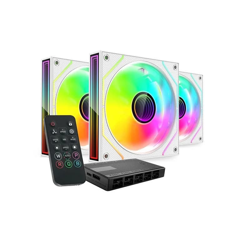 Imagen de Mars Gaming Mf-3dprokit Kit de 3 ventiladores 120 mm ARGB Blanco 🎧 en OfertitasTOP