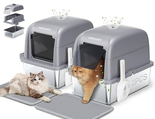 MeoWant Caja de arena cerrada para gatos XXL 🎧