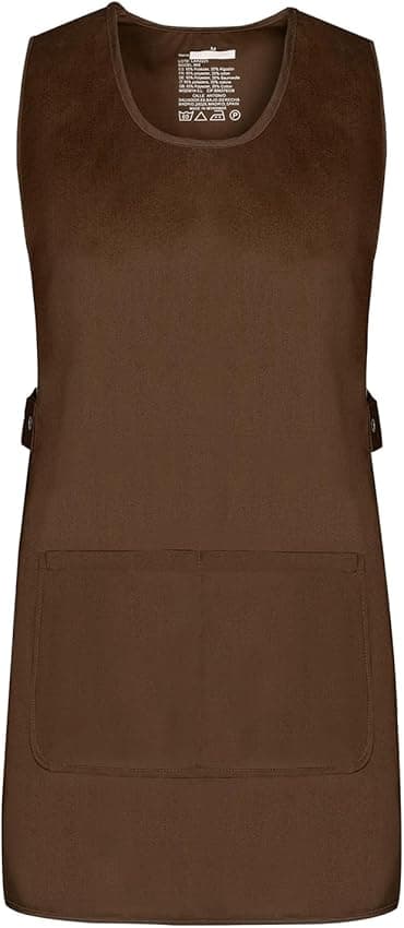 MISEMIYA - Delantal Laboral XL Marrón para Clínicas y Hostelería 🧤