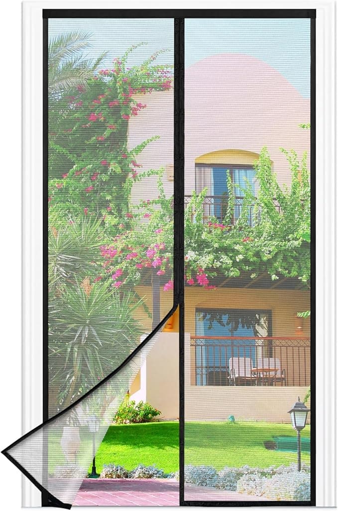 Mosquitera Magnética para Puerta 85x225 cm, Negro, Cierre Automático
