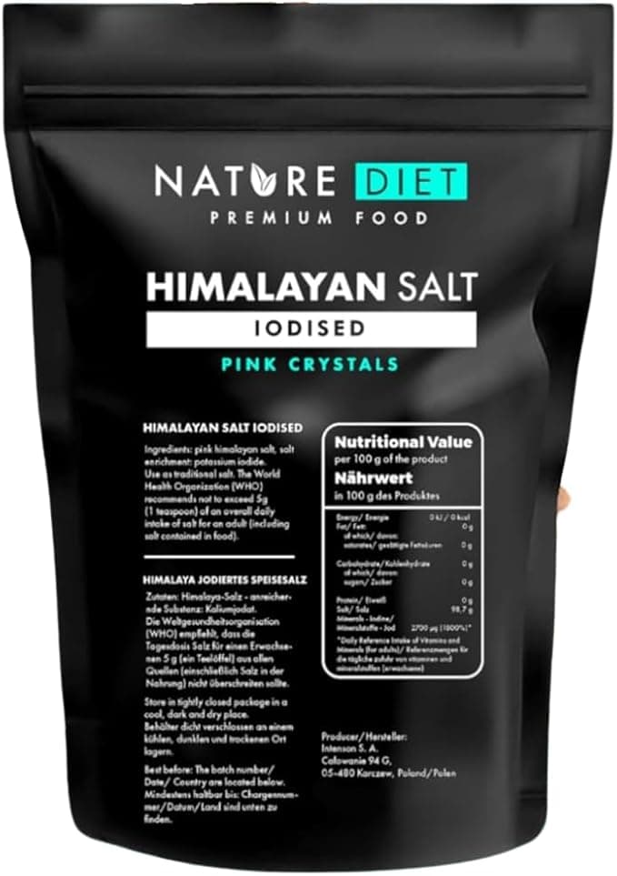 Nature Diet Sal del Himalaya Pakistán 1000 g 🌸 Sal rosa fina