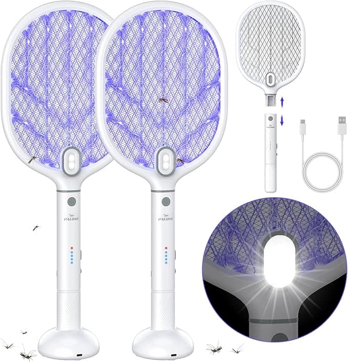 PALONE 2PCS Raquetas Eléctricas Carga USB con Luz LED 🦟