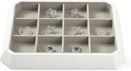 Papten Bandeja de joyas de piel sintética blanca 🧴