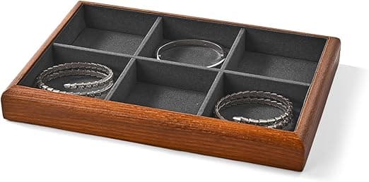 Papten Bandeja de madera para joyas, organizador apilable 🧴