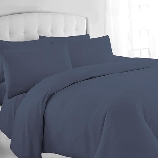 Pizuna Funda Nórdica Azul Oscuro 240x230 cm 🛏️ Luxe Algodón