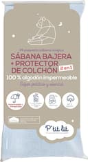 Thumbnail principal de P'tit Lit Protector Cuna 2 en 1 🛏️: Impermeable, Algodón, Gris