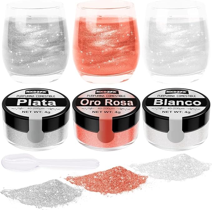 Purpurina Comestible Pastel 🌈 3 Colores, 12g Total