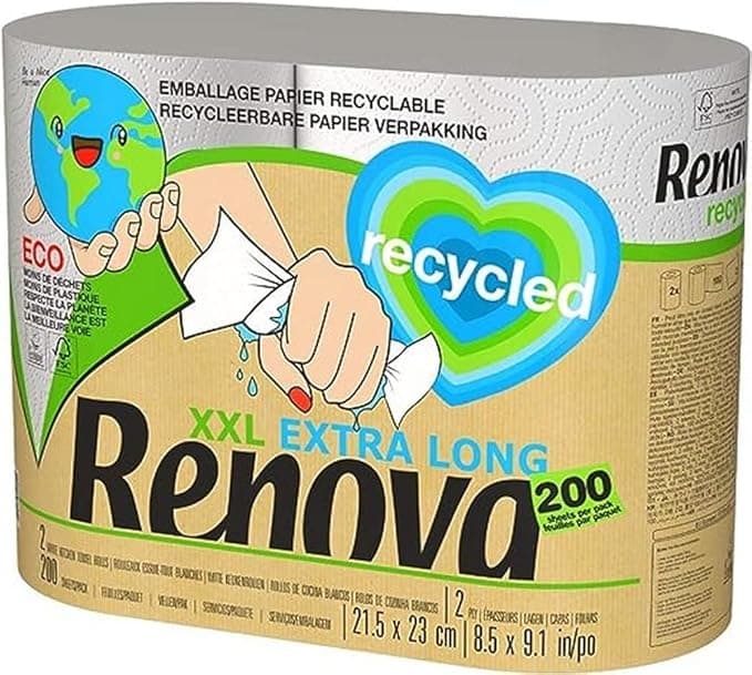 Renova Rollos de Cocina Recycled ♻️, 2 Rollos Ecológicos