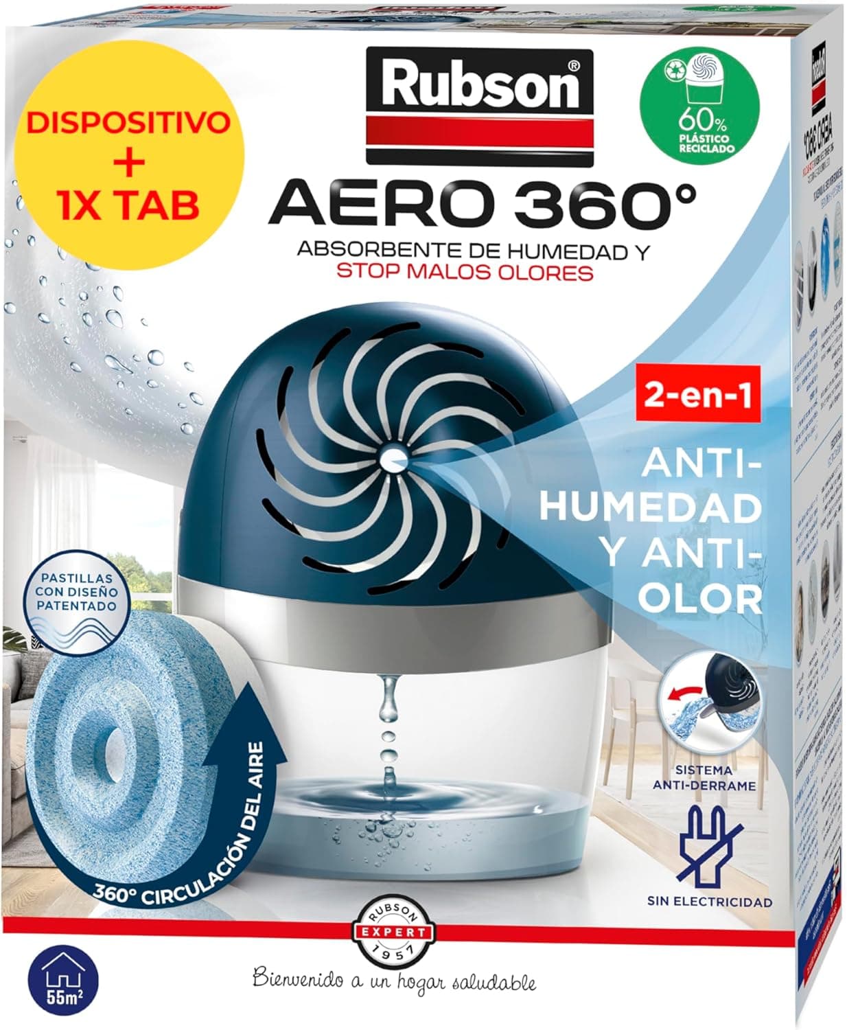 Rubson AERO 360º Deshumidificador recargable 🌬️ - Absorbe humedad
