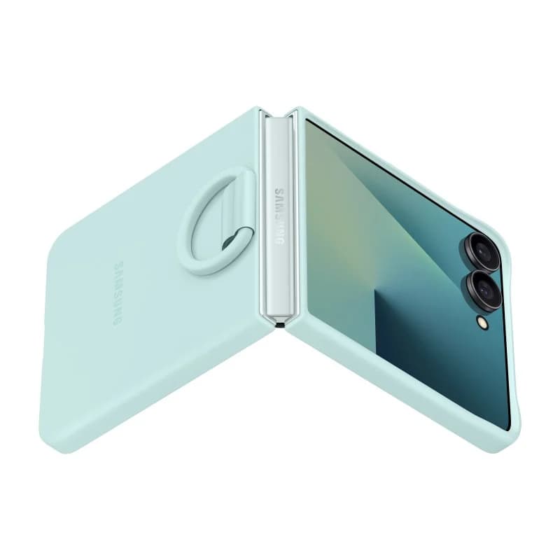 Imagen de Samsung Funda silicona con anillo verde menta para Z Flip7 📱 en OfertitasTOP