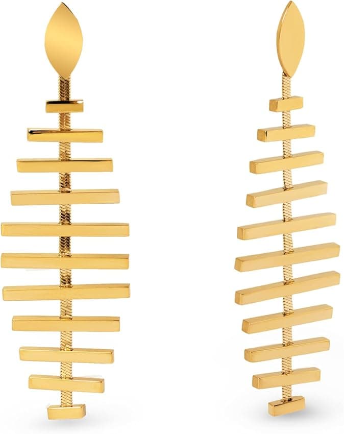 Imagen de SINGULARU Pendientes Pacific largos en acero baño 18 kt 💍 en OfertitasTOP