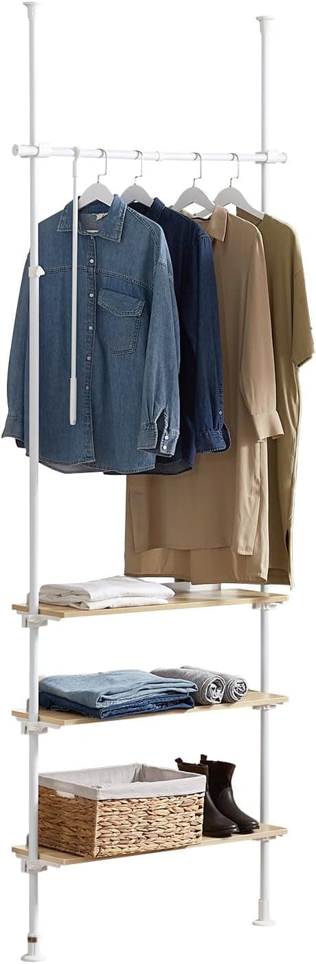 SoBuy Perchero Telescópico Ajustable con Baldas y Barras 🧥