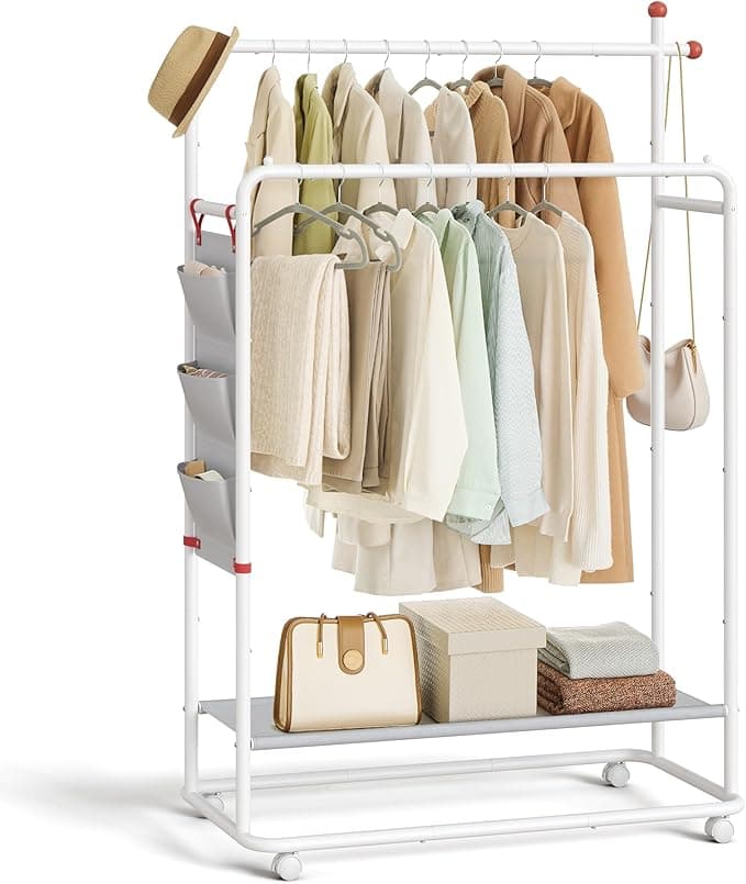 SONGMICS HOME ⚙️ Perchero Metálico con Ruedas y Ganchos