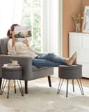 Thumbnail 1 de SONGMICS Puff Almacenaje Redondo, Taburete Acolchado Gris 🪑