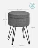 Thumbnail 2 de SONGMICS Puff Almacenaje Redondo, Taburete Acolchado Gris 🪑