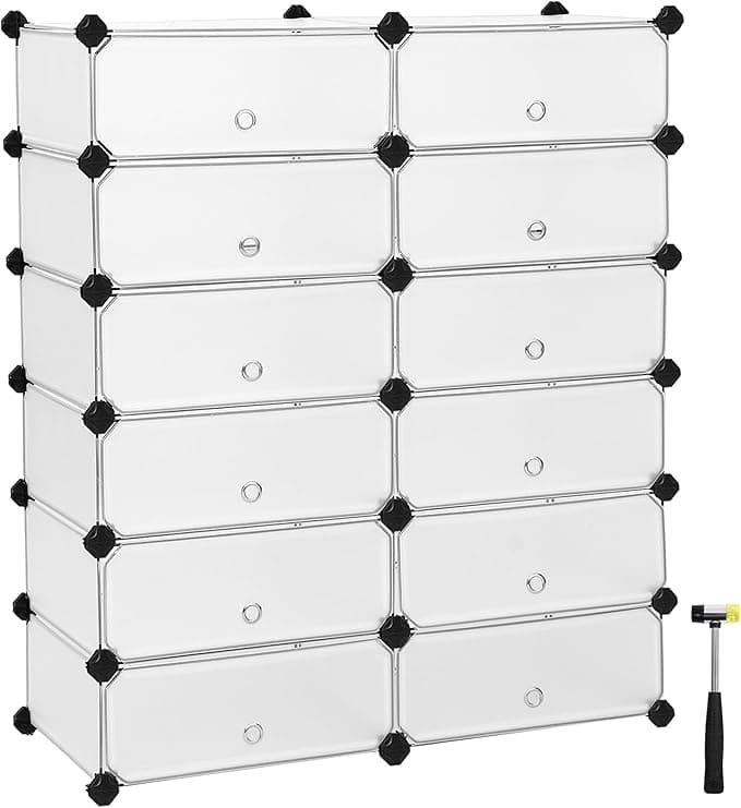 SONGMICS Zapatero Delgado 12 Compartimentos Blanco 📦