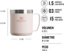 Thumbnail 1 de Stanley Classic Camp Mug Rosa - Termo café 0.35L, 3h frío