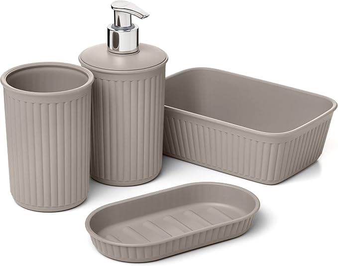 Tatay Baobab Set de 4 Piezas para Baño 🛁 Taupe