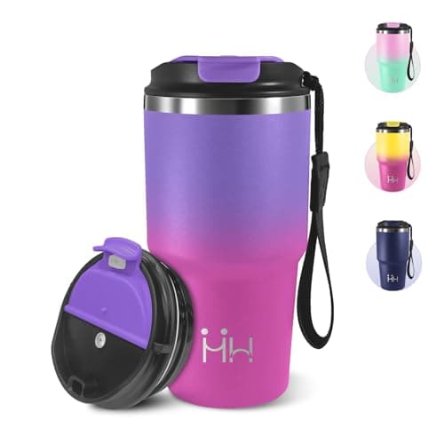 Taza térmica 600 ml acero 304 morado oscuro y rojo rosa ☕