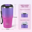 Thumbnail 1 de Taza térmica 600 ml acero 304 morado oscuro y rojo rosa ☕