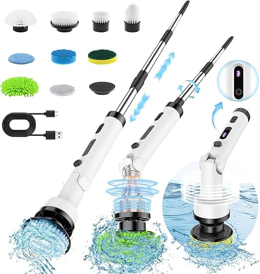 TEMOLA Cepillo Eléctrico 9 Cabezales ⚡ Limpieza Fácil en Casa