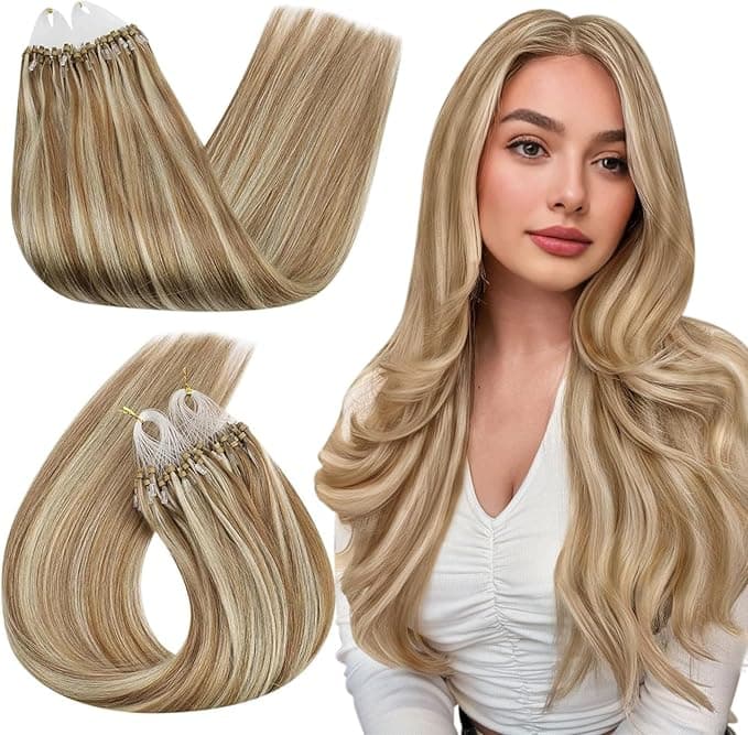 Ugeat Extensiones Micro Ring Pelo Natural 55cm Castaño Rubio 💇