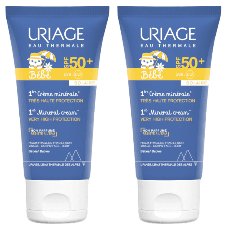 Imagen de Uriage Bebé 1era Crema Mineral SPF50+ 2x50 ml protección solar para piel sensible en OfertitasTOP