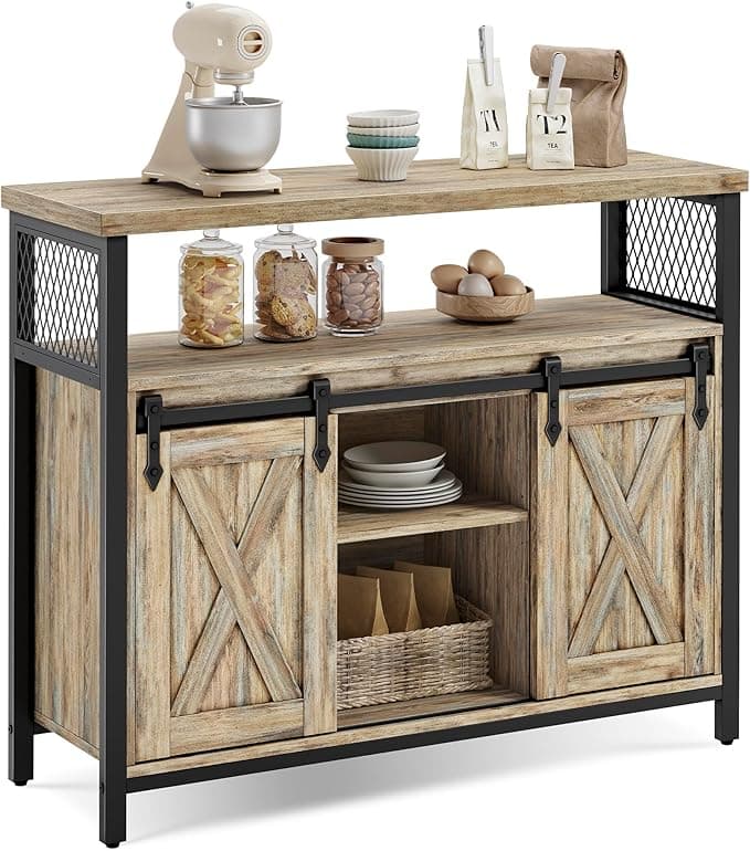 VASAGLE Aparador de Cocina con Puertas Correderas 🏡