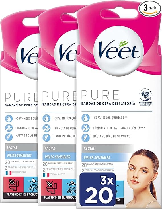 Veet Easy Gelwax Bandas Frías Facial para Pieles Sensibles 😊