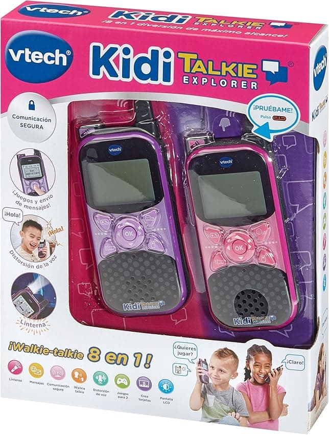 Imagen de VTech KidiTalkie Explorer morado/rosa para niños +4 🎧 en OfertitasTOP