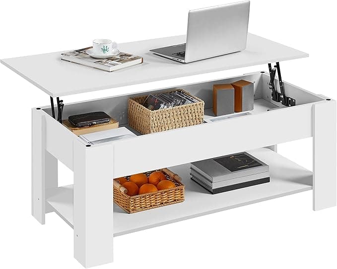 Yaheetech Mesa Centro Elevable con Estante y Revistero ☕️