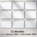 Thumbnail 2 de 2026 Family Planner Calendar A4, 12‑month 📅