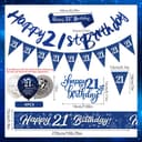 Thumbnail 1 de 21st Birthday Decorations Blue Silver party kit 🎉