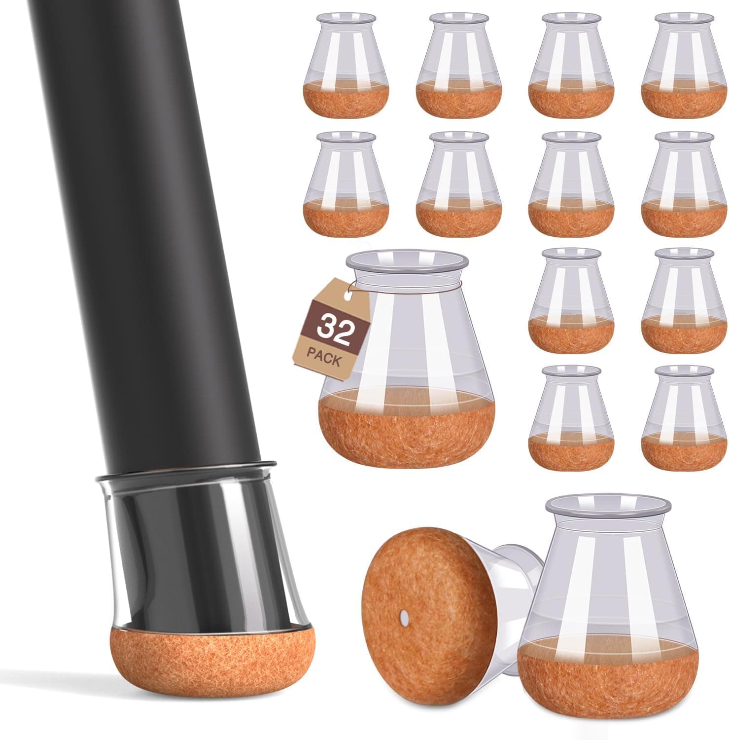 32 Pcs Small Chair Leg Floor Protectors 14–20mm 🪑