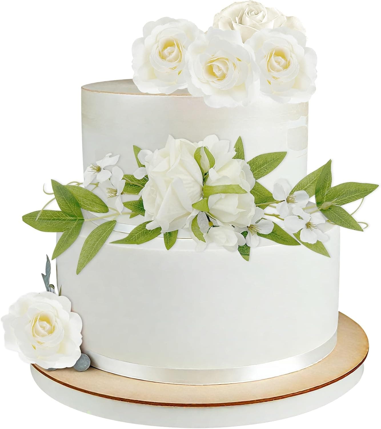 5PCS Rose Wreath Cake Topper Decoration white floral cake topper 🎂