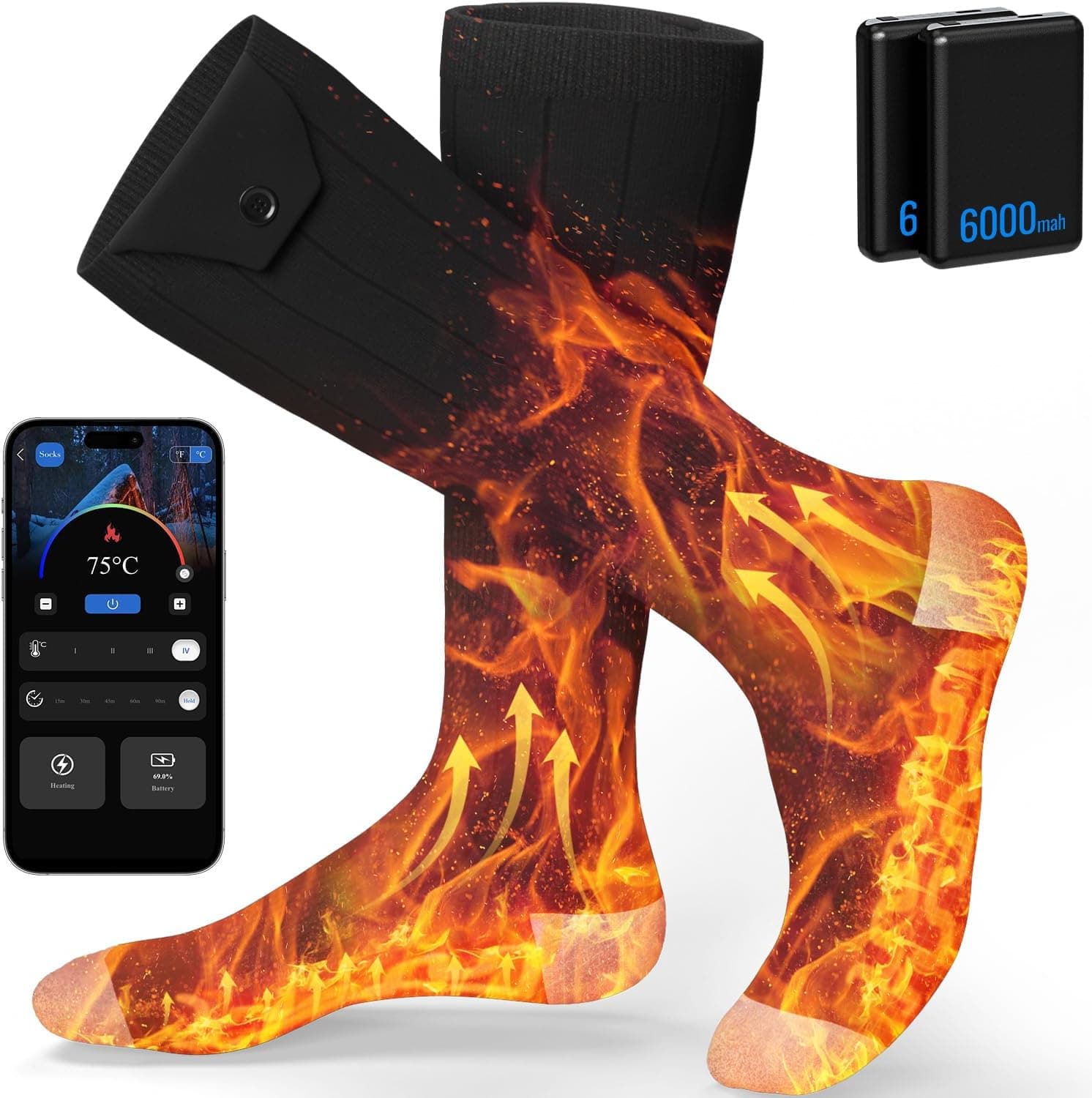 6000mAh Heated Socks with APP control 🧦