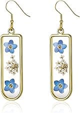 Aliyoham Forget Me Not Pressed Flower Earrings - Handmade 14K Gold Plated Dangle Earrings, Hypoallergenic Blue Floral Jewellery Gift for Women
Aliyoham Forget Me Not Pressed Flower Earrings -…