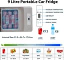 Thumbnail 2 de Alpicool C9PT 9L Compressor Car Fridge Freezer, DC 12v Camping Refrigerator, Portable Mini Cool Box for TruckCampervanRVBoat, -20℃ to 20℃(Black)
Alpicool C9PT 9L Compressor Car Fridge Fre…