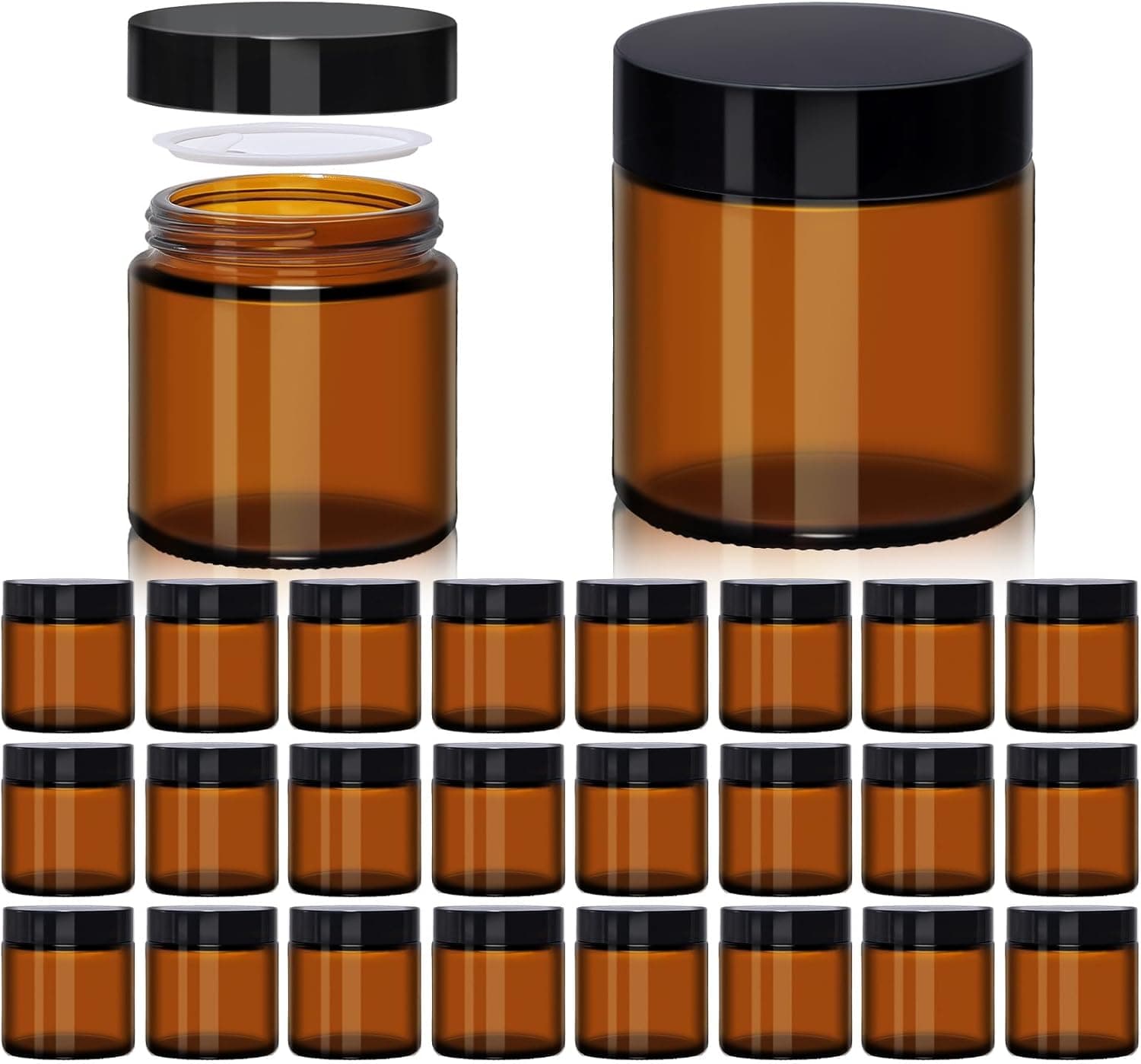 Amber 120ml Glass Jars with Lids 24 Pack 👝
