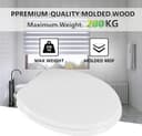Thumbnail 5 de Angel Shield White Wooden Toilet Seat Antibacterial Adjustable Hinges Toilet Seat Fits Never Slips for Bathroom with Soft Close and Quick Release for Easy Clean and Assembly (Soft Close, White)
Angel Shield White Wooden Toilet Seat Antibacterial A…