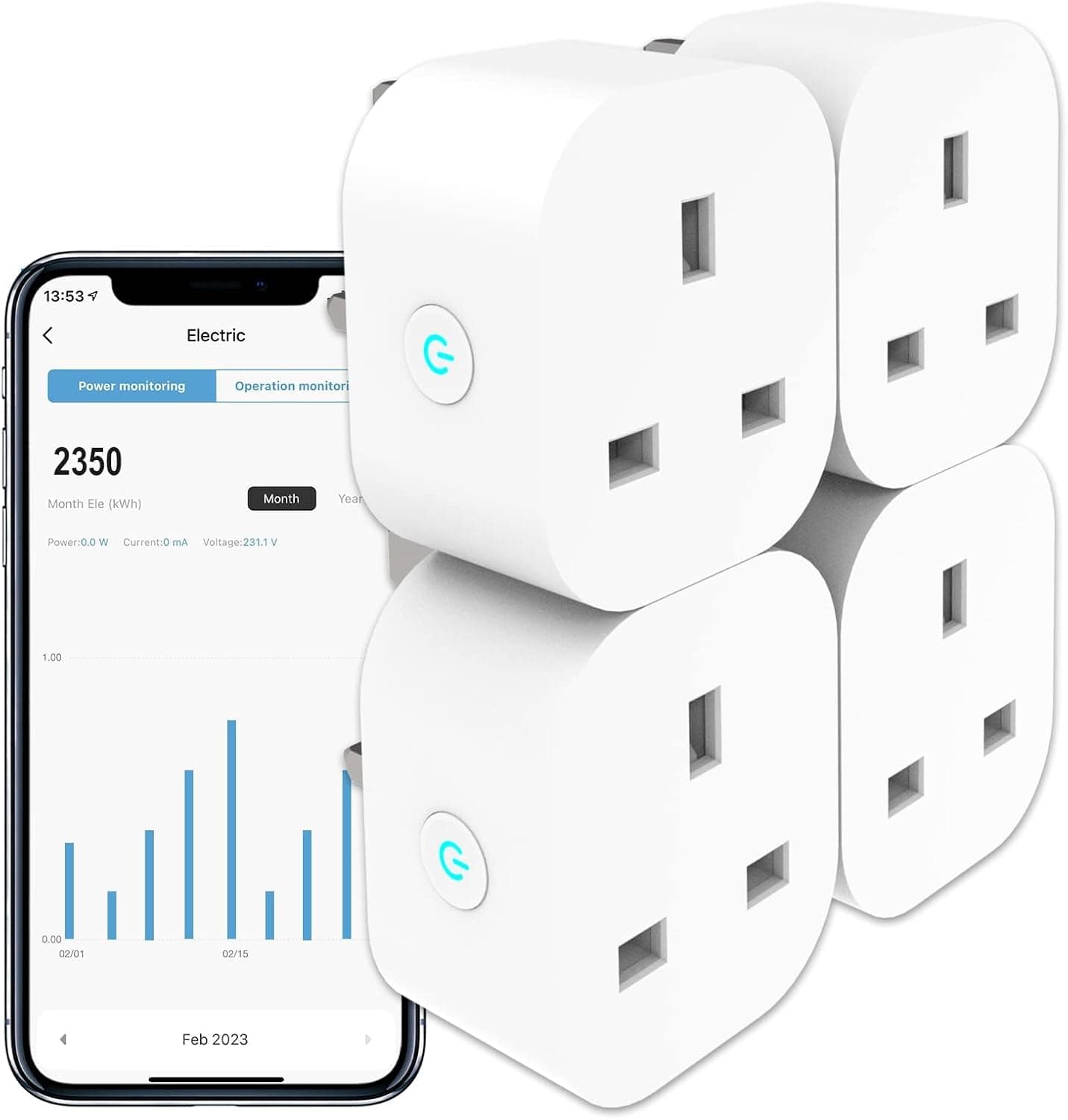 ANTELA Smart Plug energy monitor 13A (4 pack) 🔌