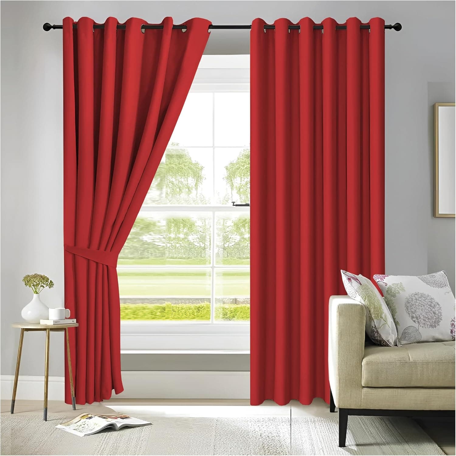 APEX FURNISHINGS Red Blackout Curtains 66x90 in 🪟