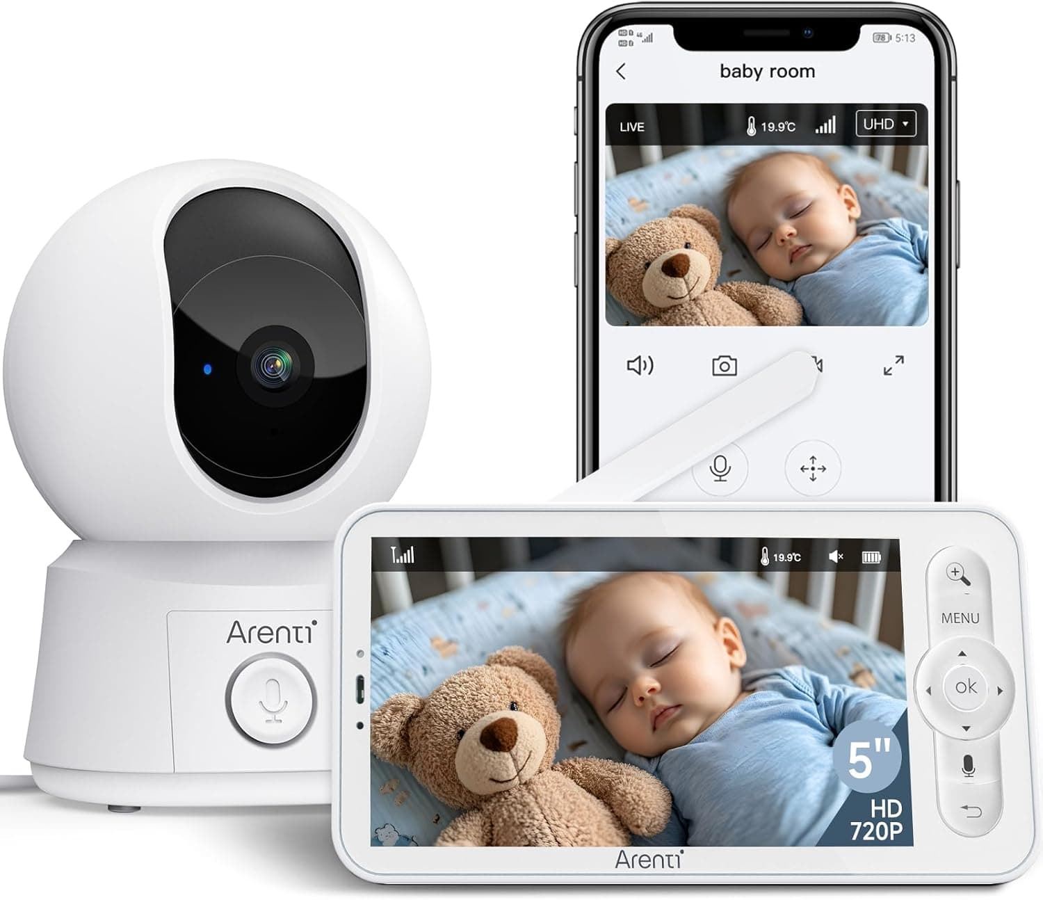 ARENTI 1080P Wi‑Fi Smart Baby Monitor 3350mAh 👶🏻
