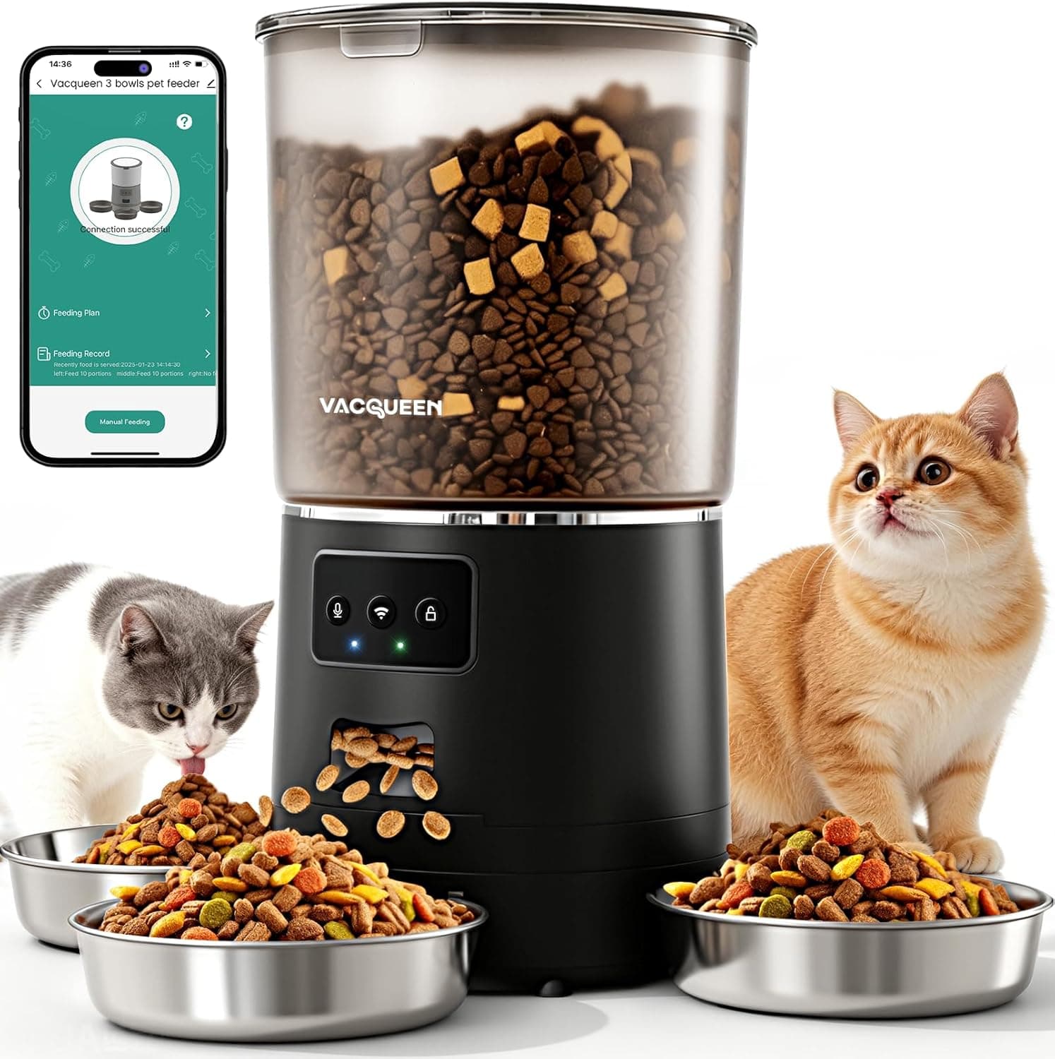 Automatic Cat Feeder 6L for 3 Cats 🐱