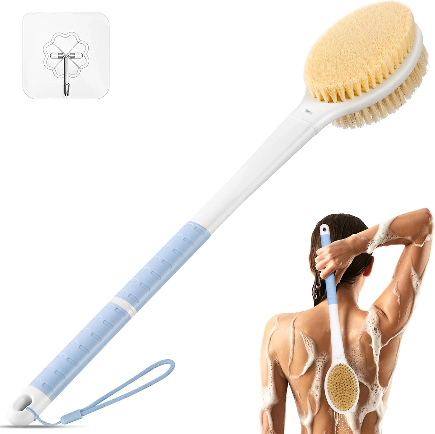 Back Scrubber Long Handle 2‑bristle Bath Brush 🛁
