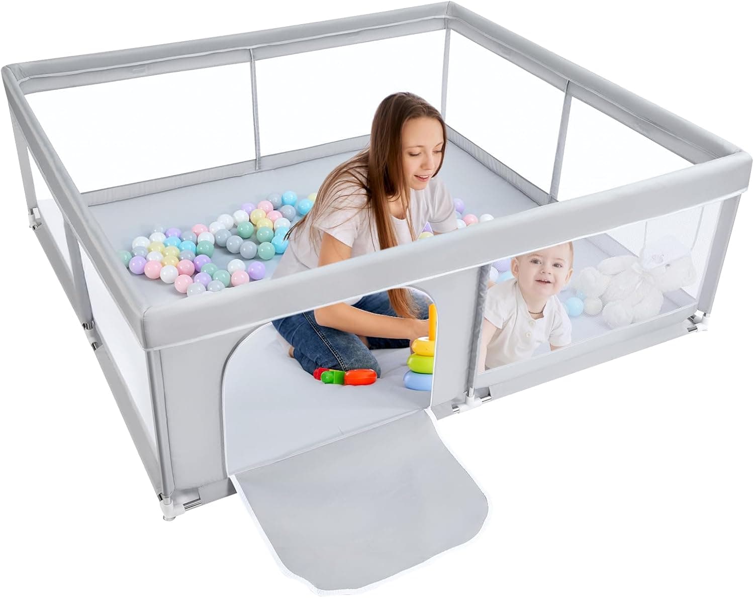 BEJOY Large Baby Playpen 180×200cm with mesh door 🧸