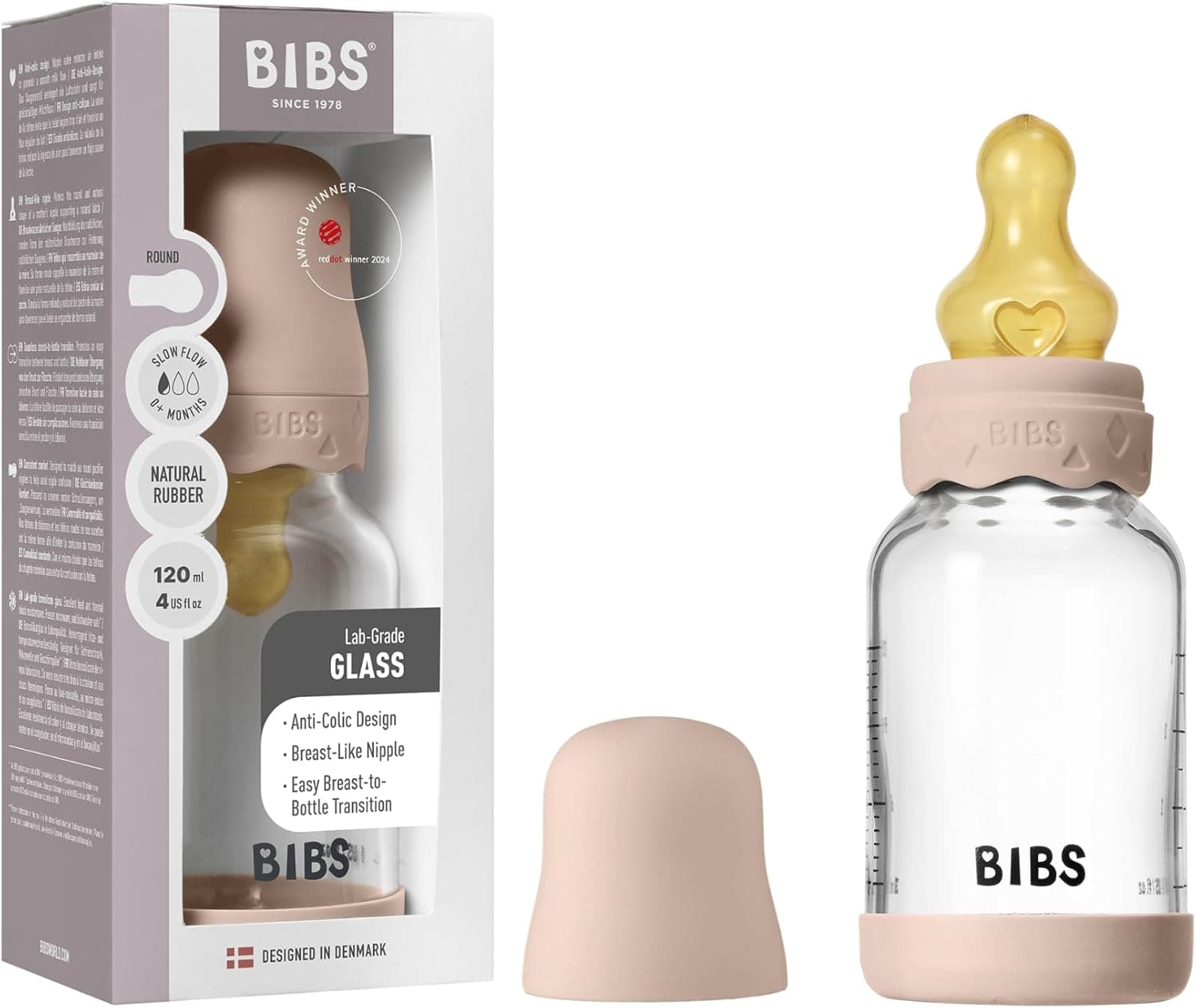 BIBS Boheme Baby Glass Bottle 120 ml — anti-colic 🍼