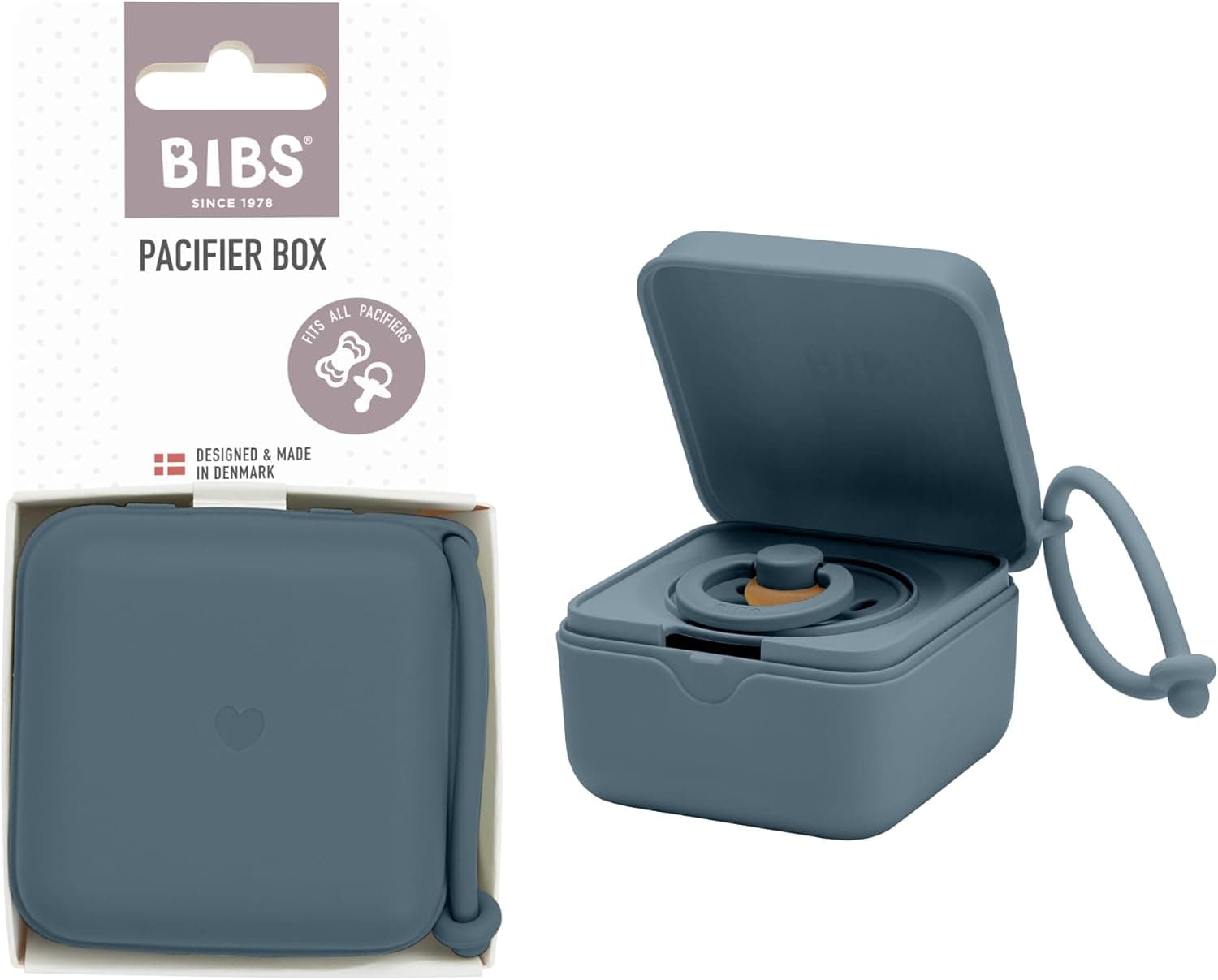BIBS Pacifier Box with Strap — Petrol 🍼