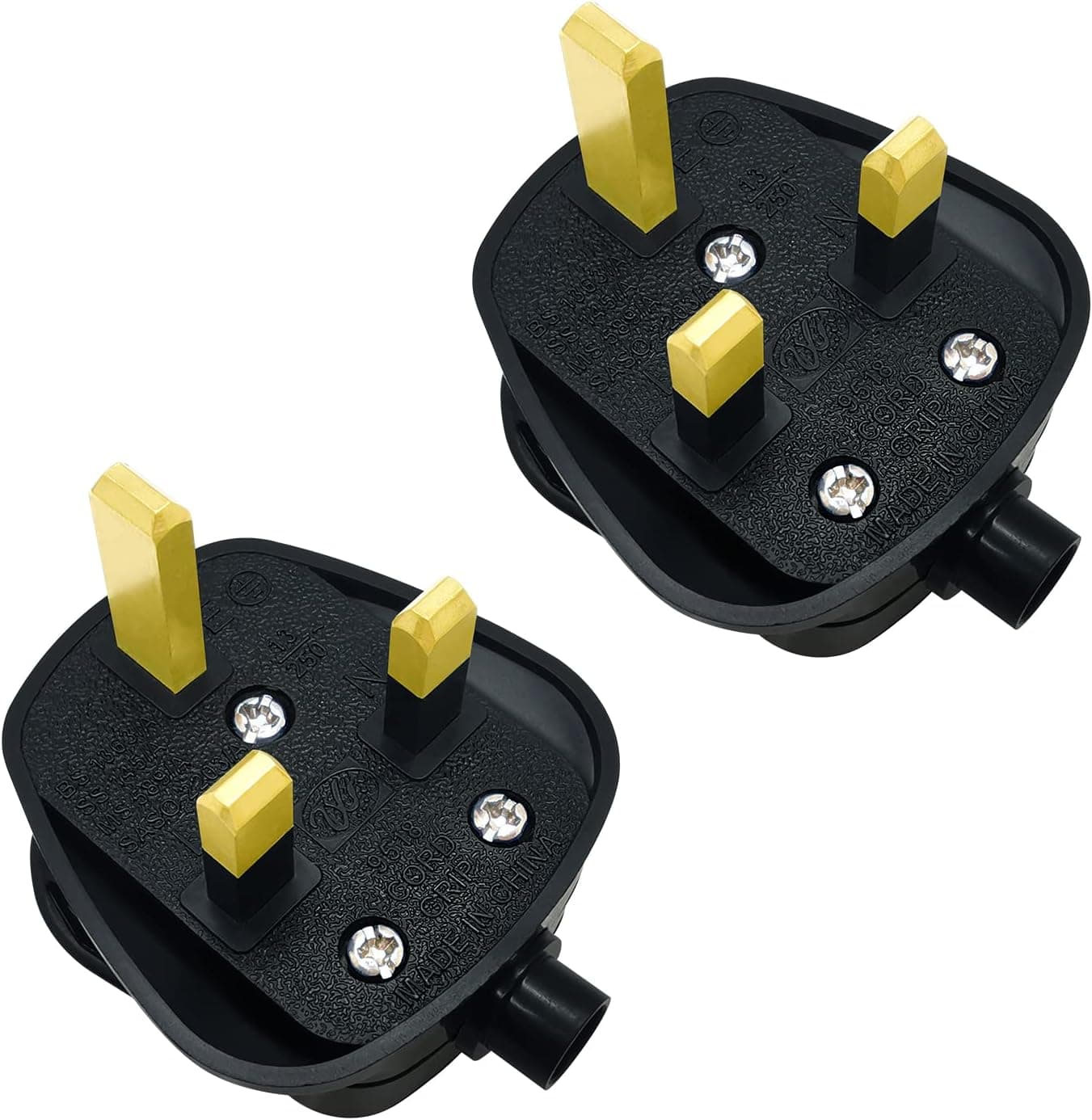 2 Pack Black 13 amp UK 3‑pin plug 📦